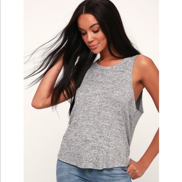 Free People Tops - NEW Free People Coziest Heather Grey Tank Top